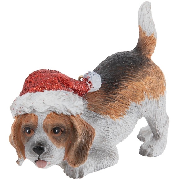 Beagle Wearing Santa Hat Christmas Tree Ornament XMAS Holiday Decor Puppy Pet - Picture 2 of 2